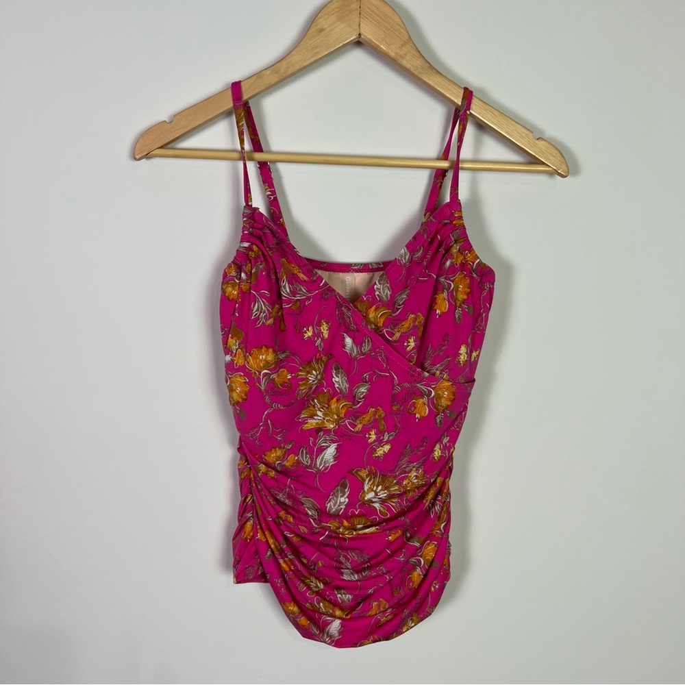 Garnet Hill Floral Print Tankini Swim Suit Top Women Size 4 Summer Vacation New